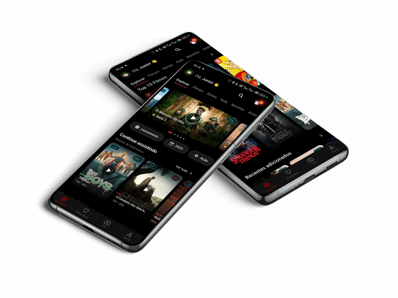 Aplicativo Flix Fusion exibido em celulares Android